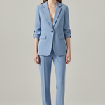 Women’s Blazer Set with Notched Lapel and Straight-Leg Trousers