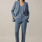 Women’s Blazer and Trousers Set with Notched Lapel and Straight Legs