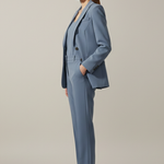 Women’s Blazer and Trousers Set with Notched Lapel and Straight Legs