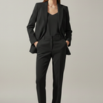 Women’s Blazer and Trousers Set with Notched Lapel and Straight Legs