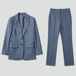 Women’s Blazer and Trousers Set with Notched Lapel and Straight Legs