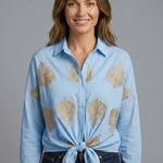 Ruby Anderson | Paisley Embroidered Tie-Front Blouse For Women
