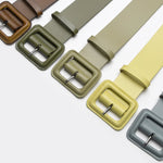 Women's Fashion Imitation Leather Solid Color Square Belt