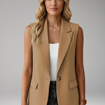 Women’s Sleeveless Blazer with Notch Collar and Pockets