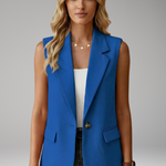Women’s Sleeveless Blazer with Notch Collar and Pockets