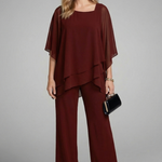 Sienna Parker | Asymmetrical Chiffon Two-Piece Set For Women
