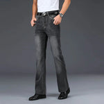 Men's Faded Black Cotton Blend Flared Jeans | Timeless Vintage Appeal
