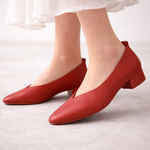 Women's Leather Low Block Heel Pumps | Refined Everyday Fit