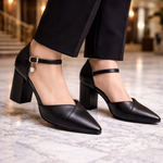 Roselle Leather Block Heel Pumps