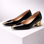 Women's Leather Pointed Block Heel Pumps | Refined Office Fit