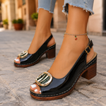 Women's Glossy Block Heel Sandals | Secure Summer Fit