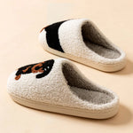 Women's Plush Dachshund Embroidered Slippers | Cozy Indoor Comfort Fit