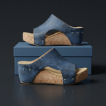 Women's Synthetic High Wedge Rivet Sandals | Bold Elevated Comfort Fit