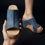 Women's Synthetic High Wedge Rivet Sandals | Bold Elevated Comfort Fit