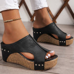 Women's Synthetic High Wedge Rivet Sandals | Bold Elevated Comfort Fit