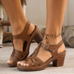 Women's Vegan Leather Block Heel Sandals | Effortless Comfort Fit