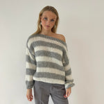 Amélie Laurent | Oversized Striped Knit Sweater With Cozy Luxe Appeal For Women
