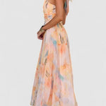Élodie Moreau | Floral Halter Maxi Dress with Flowing Elegance For Women