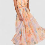 Élodie Moreau | Floral Halter Maxi Dress with Flowing Elegance For Women