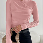 Amélie Rousseau | Wrap Neck Fitted Long Sleeve Top For Women