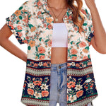 Nadorine Casual Short Sleeve Floral Print Blouse