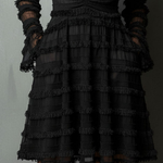 Black Fringe Textured Sheer Layered Mini Dress