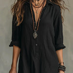 Célinnela | Loose Black Button-Down Maxi Dress