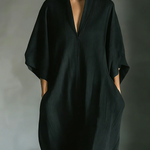 Black Minimalist Oversized Kimono-sleeved Maxi Dress
