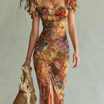 Delia | Long dress with paint print