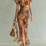 Delia | Long dress with paint print