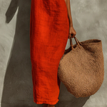 Red Faux Linen Suspender Square Neck Maxi Dress