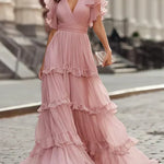 Rosalind | Blush Ruffle Maxi Dress