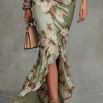 Sage | Bell Sleeve Satin Maxi