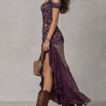 Savannah | Purple Floral Leopard Print Maxi Dress