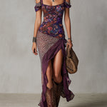 Savannah | Purple Floral Leopard Print Maxi Dress