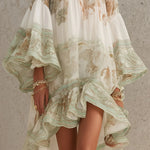 Mirabel | Ivory Boho Print High-Low Hem Mini Dress