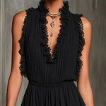 Mélaine | Black Mini Ruffle Jumpsuit