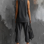 Dark Gray Vest And Jogger Cargo Pants Casual Suit