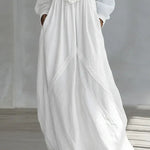 White Deep V-neck Three-dimensional Floral Maxi Dress