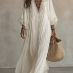 Celeste | Long Chiffon Dress with Batwing Sleeves and Lace