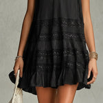 Rachele | Black Mini Dress with Lace and Ruffles