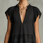 Rachele | Black Mini Dress with Lace and Ruffles