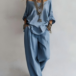 Casual Off-shoulder Top And Wide-leg Pants Set