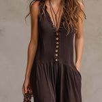 Retro Ruffled V-neck Wide-leg Jumpsuit