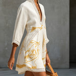 Alissa | Black and Gold Crocheted Mini Dress