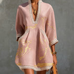 Lottie | Gilded Lace-Trim Mini Dress