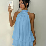 Lightweight And Flowy Wrap-around Layered Mini Dress