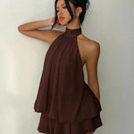 Lightweight And Flowy Wrap-around Layered Mini Dress