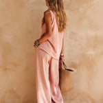 Zoey | One-Shoulder Halter Top & Wide-Leg Trouser Set