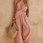 Zoey | One-Shoulder Halter Top & Wide-Leg Trouser Set